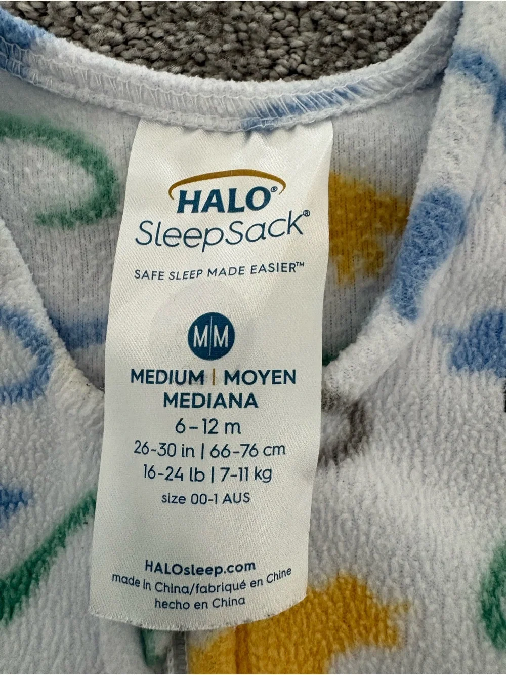 2 Halo sleepsacks- size medium/6-12 month fleece